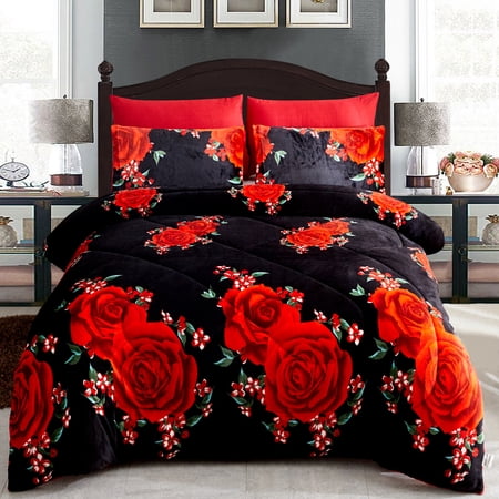 JML Soft 3 Piece Sherpa Blanket,Thick Warm Plush Borrego Bed Blanket,Queen 75"x 83"
