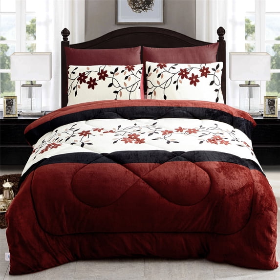 JML Soft 3 Piece Sherpa Blanket,Thick Warm Plush Borrego Bed Blanket,Queen 75"x 83"
