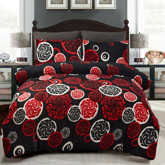 JML Soft 3 Piece Sherpa Blanket,Thick Warm Plush Borrego Bed Blanket,Queen 75"x 83"