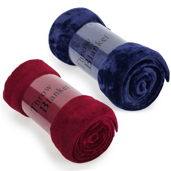 Throw Blanket 50"x60" Soft Flannel Fleece Lap Throw Blanket for Sofa Couch Travel (2 Pack)