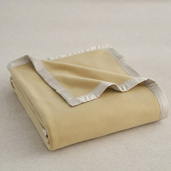 JML Soft Fleece Bed Blanket with Satin Trim, King 90"x108", Taupe