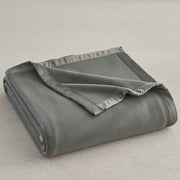 JML Soft Fleece Throw Blanket with Satin Trim, Dark Grey, Standard Throw