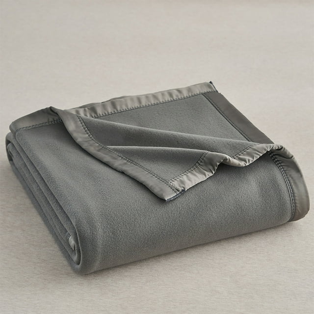 JML Soft Fleece Throw Blanket with Satin Trim, Dark Grey, Standard Throw