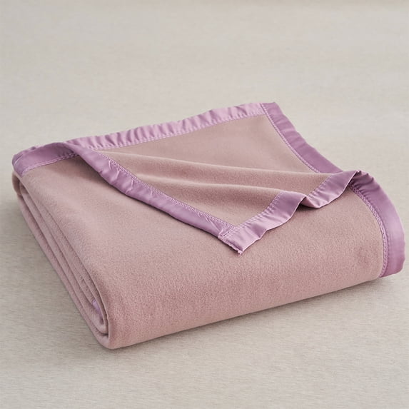 JML Soft Fleece Throw Blanket with Satin Trim, Pink, Standard Throw