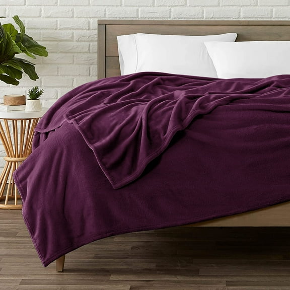 JML Soft Plush Fleece Blanket For Bed Sofa,Lightweight Flannel Blanket,Full/Queen 79"x81",Purple