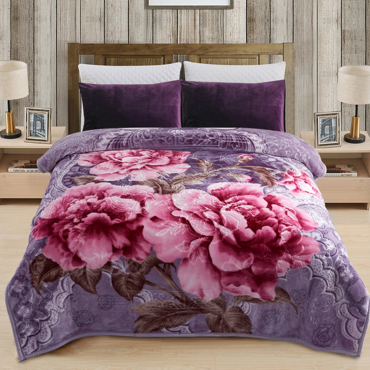 Purple flower blanket sale