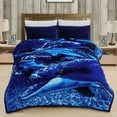 thumbnail image 1 of JML Soft Plush Fleece Blanket for Bed Queen 75"x87" 5lb,2 Ply Raschel Blanket Lion&Dolphin, 1 of 7