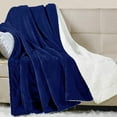 thumbnail image 1 of JML Soft Sherpa Fleece Throw Blanket,Navy,Plush Soft Warm,Reversible Bed Couch Blanket, 1 of 6