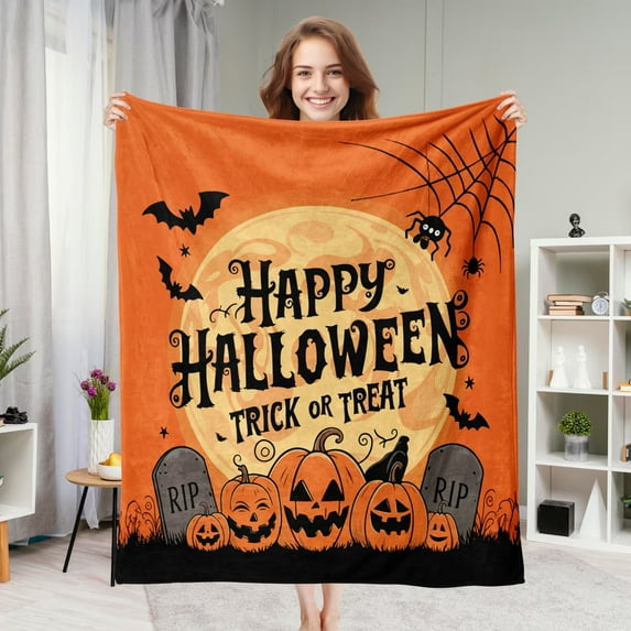 JML Soft Throw Blanket, Spooky Flannel Bed Blanket for Halloween, Cozy Fluffy Comfy for Sofa, Couch, Bed, Holiday Party Gifts, 40 x 50 in