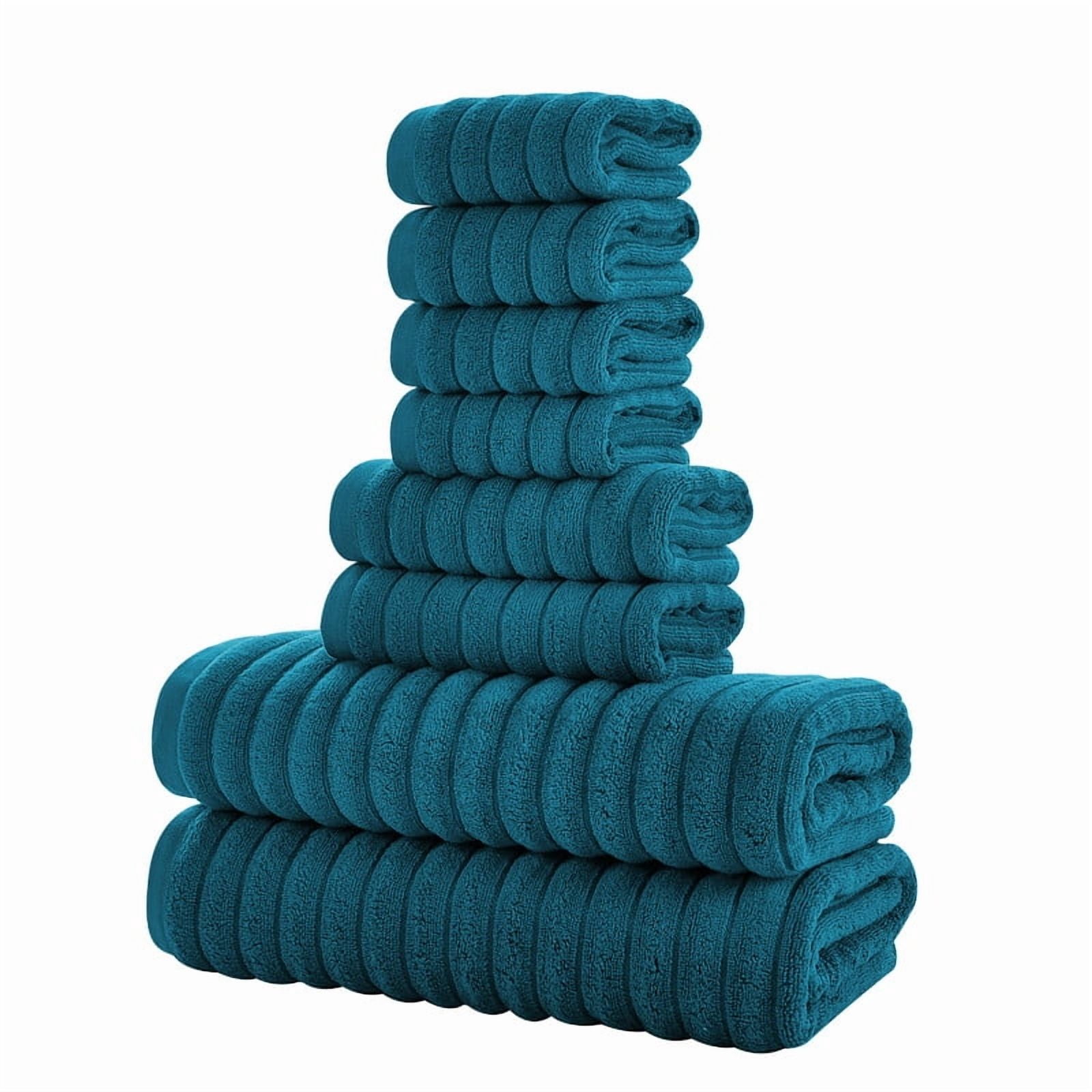 JML Teal Bath Towel Set of 8 Pieces - Cotton Blend Highly Absorbent Towels for Bathroom, 2 Soft Bath Towels, 2 Hand Towels, 4 Washcloths