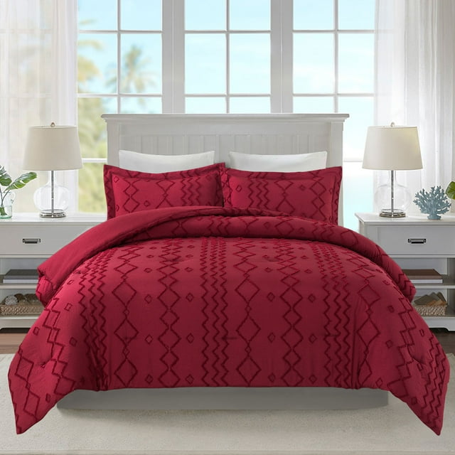 JML Tufted Twin Comforter Set 2 Pieces, Jacquard Boho Tufts Bedding Set
