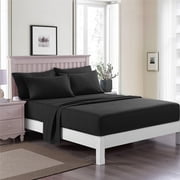 JML Twin Sheet Set - 4 Piece Bed Sheets for Twin Size Bed, Extra Soft Brushed Microfiber Twin Size Sheets, Hotel Luxury 14" Deep Pocket Black Sheets