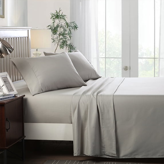 JML Twin Sheet Set Grey,Microfiber Bedding Sheet & Pillowcases,Fade Resistant,3 Piece