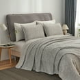 thumbnail image 1 of JML Twin Size Bed Blanket Set(60"x80") with 1 Sham - 2 Piece Knit Fuzzy Heather Jersey Blanket, 1 of 6
