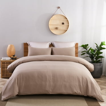 JML Twin Size Duvet Cover Set 2 Piece, Washed Microfiber Comforter Cover,Taupe