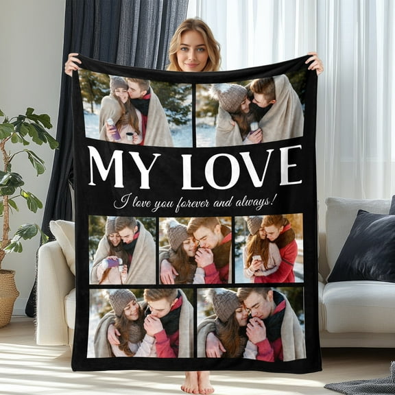 JML Custom Blanket for Couples, Anniversary Gift, Christmas Gift, Birthday Gift, Personalized Photo Blanket & Throw for Boyfriends, Girlfriends