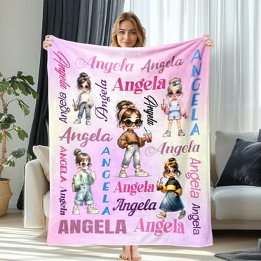 JML USA Customized Soft Flannel Throw Blanket, Personalized Girl Blanket with Name, Memorial Gift for Toddler Girls on Birthday Christmas, Fast Delivery