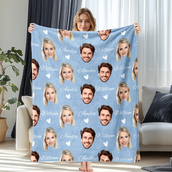 JML USA Print Personalized Soft Flannel Throw Blanket - Custom Photo & Text, Face Blame Design, Available in Multiple Sizes, Fast Delivery