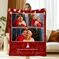 thumbnail image 1 of Custom Christmas Blanket - Personalized Photo & Text Soft Flannel Throw Blanket, Custom Throw Blanket, 50"x60", 3 Photos, Perfect Christmas Gift, 1 of 6