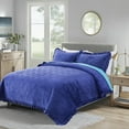 thumbnail image 1 of JML Velvet Quilt Set Queen Size 3 Pieces, Soft Velvet Diamond Pattern Bedspread Coverlet Quilted Bedding Set, with 2 Pillow Shams,Navy, 1 of 7