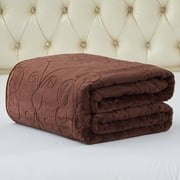 JML Warm Fleece Blanket, 1 Ply Lightweight Embossed Bed Blanket, Queen 75x 91