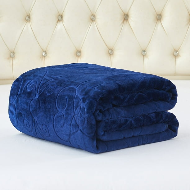 JML Warm Fleece Blanket, 1 Ply Lightweight Embossed Bed Blanket, Queen