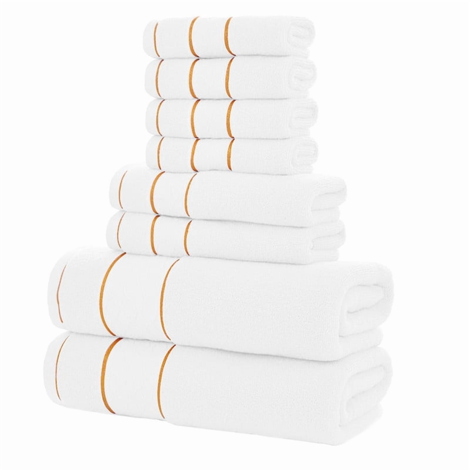 JML White Bath Towel Set of 8 Pieces - Cotton Blend Highly Absorbent Towels for Bathroom, 2 Soft Bath Towels, 2 Hand Towels, 4 Washcloths