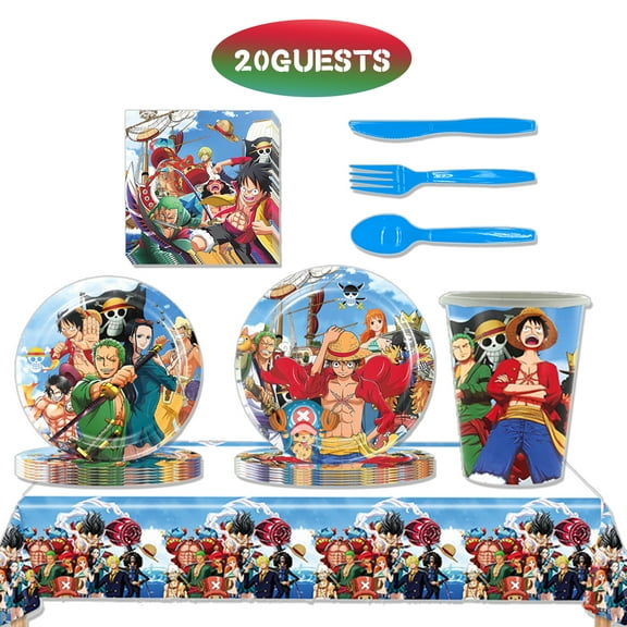 JMOCD 141Pcs Blue One Piece Party Tableware Set, Birthday Party Supplies Decorations Set, tablecloth,Plates, Cutlery,Cups,20 Guests