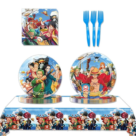 JMOCD 51Pcs Blue One Piece Party Tableware Set, Birthday Party Supplies Decorations Set, tablecloth,Plates, Napkins,Cutlery,10 Guests
