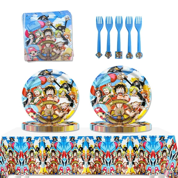 JMOCD 51Pcs Blue One Piece Party Tableware Set, Birthday Party Supplies Decorations Set, tablecloth,Plates, Napkins,Cutlery,10 Guests
