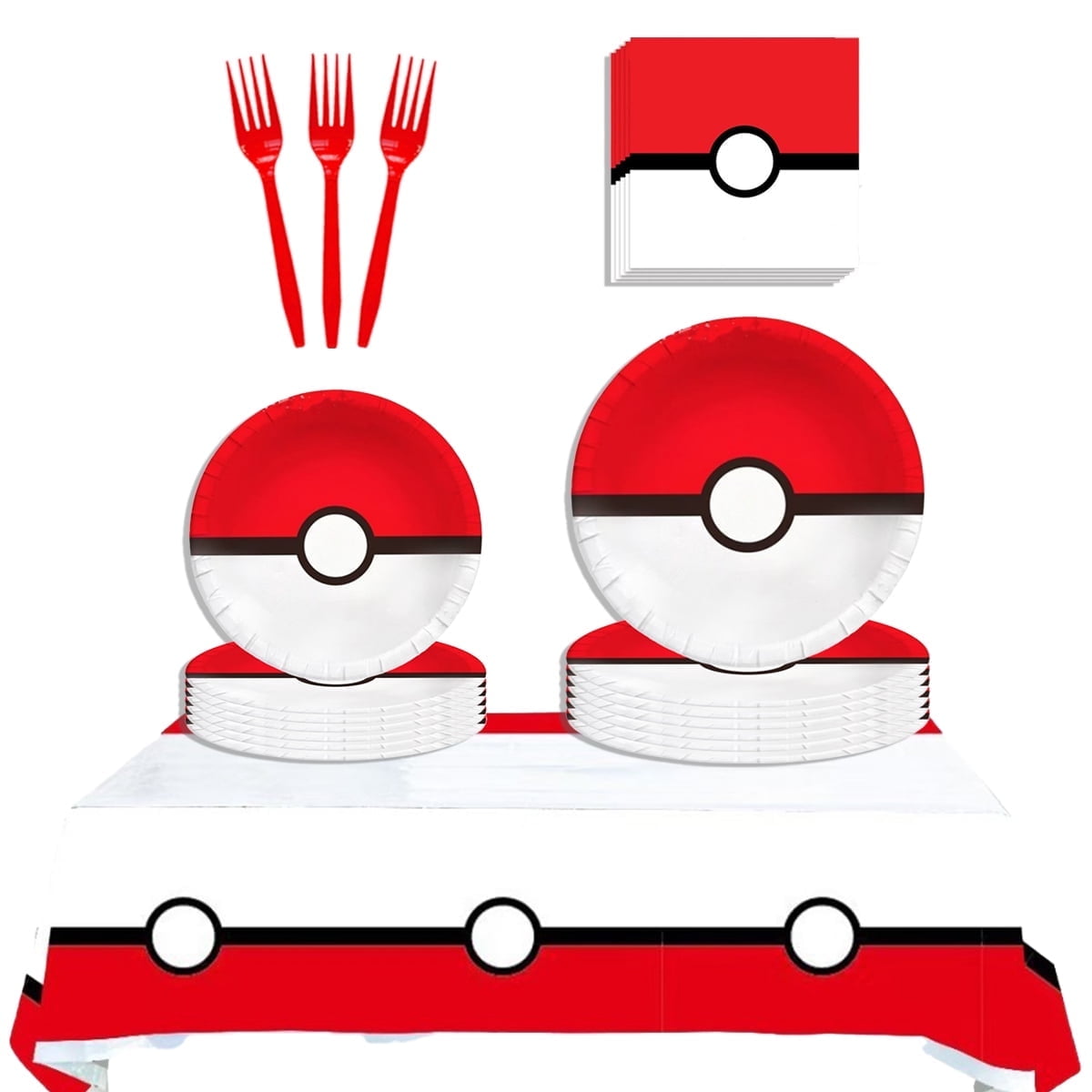 JMOCD 51Pcs Red Pokemon Party Tableware Set, Birthday Party Supplies  Decorations Set, Tablecloth,Plates, Napkins,Cutlery,10 Guests - Walmart.com