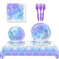 thumbnail image 1 of JMOCD 51Pcs Purple Frozen Party Tableware Set, Birthday Party Supplies Decorations Set, tablecloth,Plates, Napkins,Cutlery,10 Guests, 1 of 4