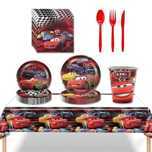 81 Pcs Cars Tableware Set Car Party Supplies Happy Birthday Dinnerware Racing Car Birthday Plates Napkins Party Decorations for Kids Boys Birthday Party Favor for 10 Guests