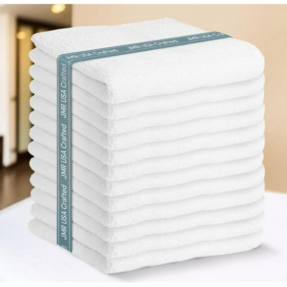JMR 12 Pack Cotton Bath Towels 22x44 - Hotel Multi-Purpose Towels for Commercial and Home Use