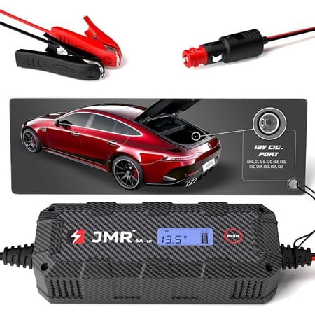 JMR Battery Charger for Mercedes-Benz AMG GT S Class G E C GLE CLS All Models Trickle Charger Conditioner Maintainer (12V Cig Port, Add Lithium Mode)