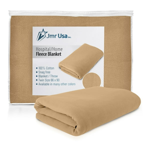 JMR Beige Soft Warm Twin Size Fleece Blanket Throw Microfiber Plush Blanket for Home Couch, Bed, Camping, Traveling 66x90, Twin 108 x 90, Beige