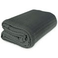 thumbnail image 1 of JMR Cozy Waffle Weave Blanket  Cotton Medium Weight Hotel Throw Blankets Great for Bed, Couch & Sofa Charcoal, Queen 90 x 90, 1 of 21