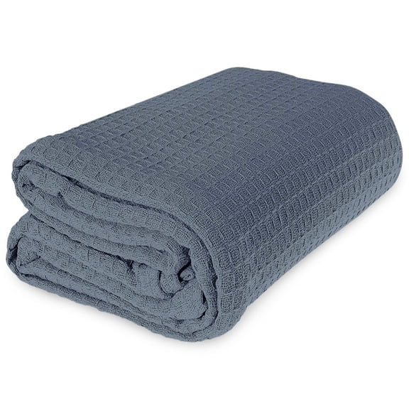 JMR Cozy Waffle Weave Blanket Cotton Medium Weight Hotel Throw Blankets Great for Bed, Couch & Sofa Sky Blue, Twin 66 x 90