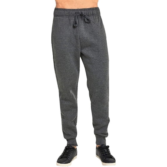 JMR Men's Fleece Sweat Pants, Elastic Waistband with Drawstring, Cuffed Bottom Sweatpants with Side Pockets Charcoal, 6XL