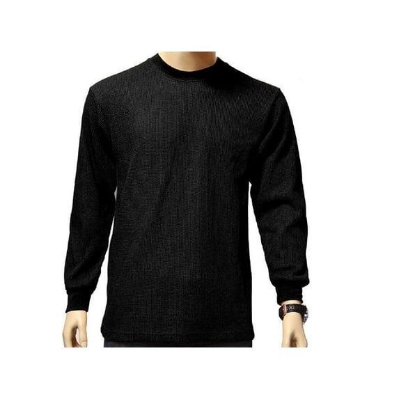 JMR Men's Heavy Weight Long Sleeve Waffle Thermal Shirt Crew Neck Top Underwear, Colors, Sizes Black