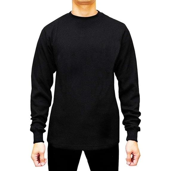 JMR Men's Heavy Weight Long Sleeve Waffle Thermal Shirt Crew Neck Top Underwear, Colors, Sizes Blue Plaid, Large