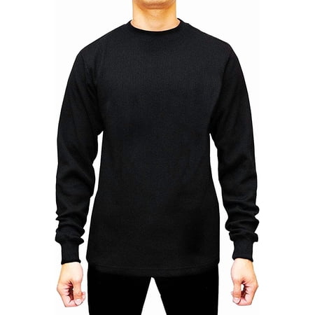 JMR Men's Heavy Weight Long Sleeve Waffle Thermal Shirt Crew Neck Top Underwear, Colors, Sizes Mustard, Large