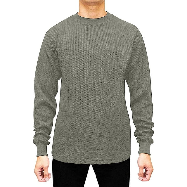 JMR Men's Heavy Weight Long Sleeve Waffle Thermal Shirt Crew Neck Top