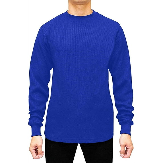 JMR Men's Heavyweight Long Sleeve Crew Neck Thermal Shirt, Royal Blue