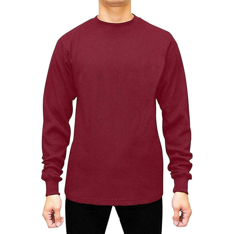 JMR USA INC Long Sleeve Crew Neck Waffle Knit Thermal Shirt for Men,  Burgundy XL