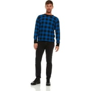 JMR USA INC Long Sleeve Thermal Shirt for Men Heavy Weight Waffle Crew Neck Top Blue Plaid Small