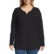 JMS by Hanes Womens Plus Size Lightweight Split V-neck Tunic Top