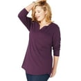 thumbnail image 1 of Just My Size Women's Plus Size Split Neck Tunic, Plum Port, 5X, 1 of 5