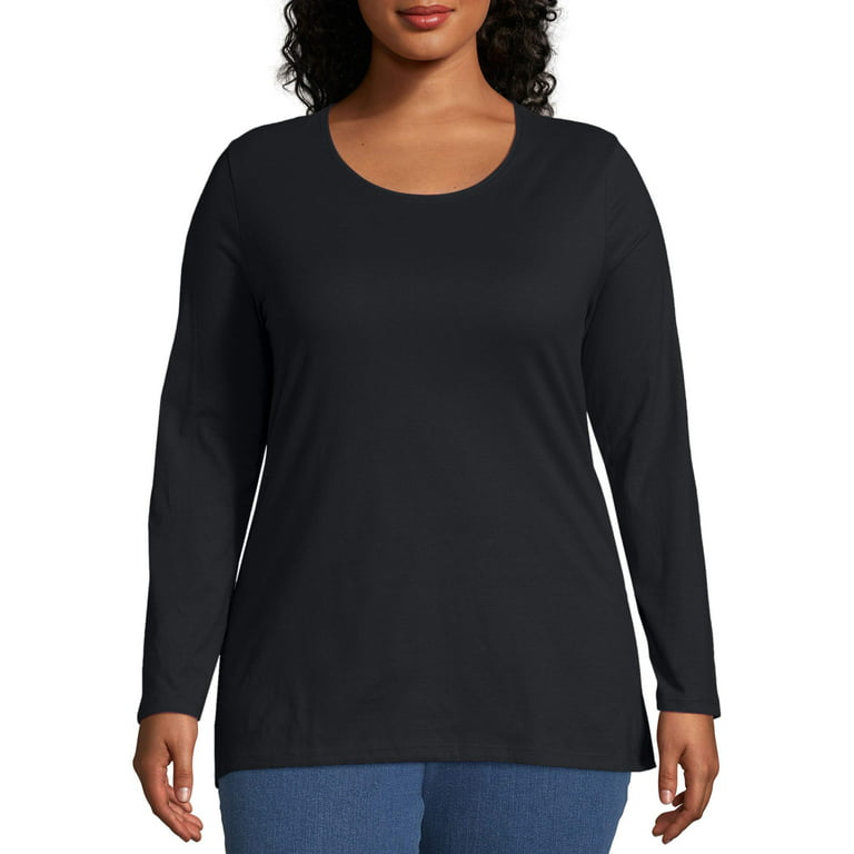 Buy JUST MY SIZEWomen's T-Shirt, Plus Size Long Sleeve Cotton Tee, JMS Plus  Size Scoop-Neck T-Shirt for Women Online at desertcartSeychelles