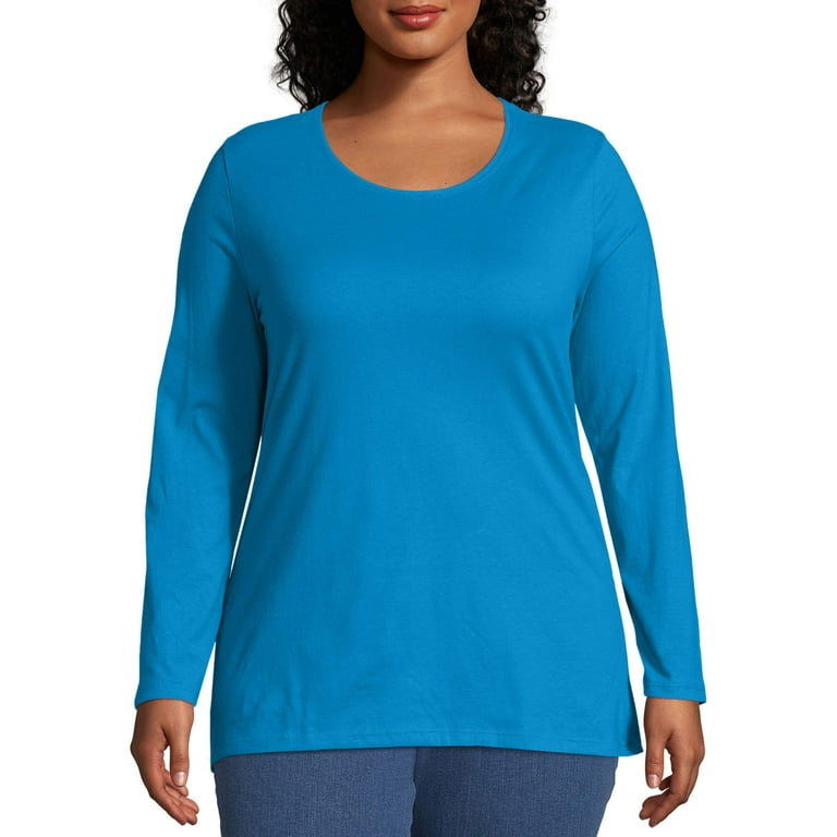 JMS by Hanes Plus-Size Women's Long-Sleeve Scoopneck Tee - Walmart.com